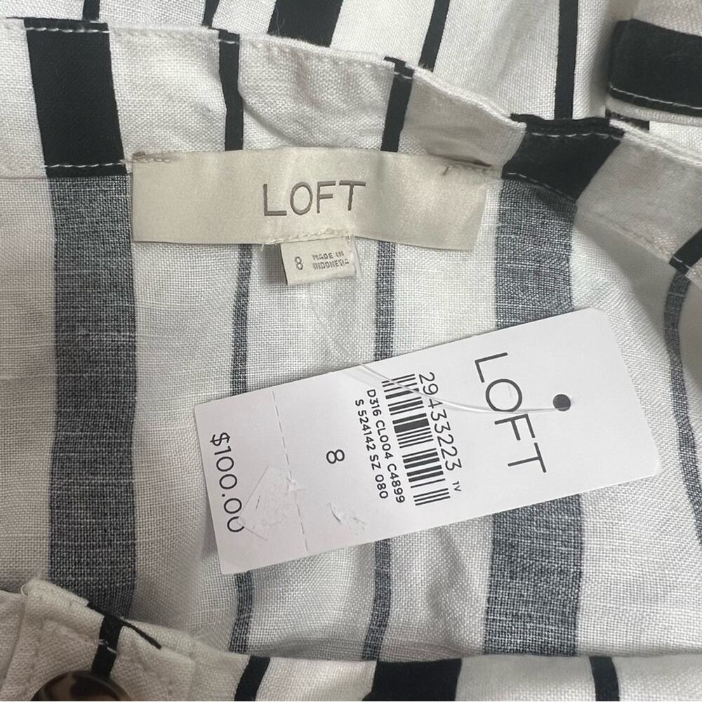 NWT Loft Striped Strappy Jumpsuit Linen Whisper White Size 8 - Picture 8 of 8